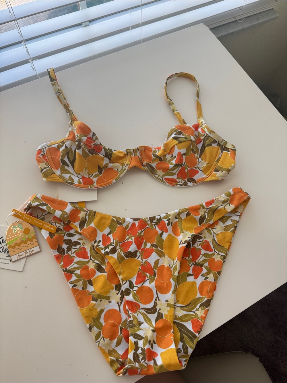 Kulani Kinis Orange and Yellow Floral Underwire Bikini Set